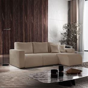 Sofá Living 90cm + 90cm Com Chaise Direito Meu Sofá Online A226 Linho Bege