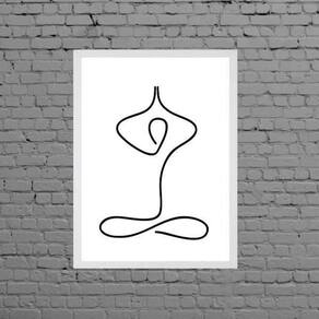 Quadro Decorativo Minimalista Yoga 45X34 C/Vidro - Branca