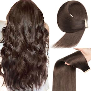 Fita adesiva em extensões de cabelo YDDM 50 cm, marrom escuro, 20 unidades, 100% Remy
