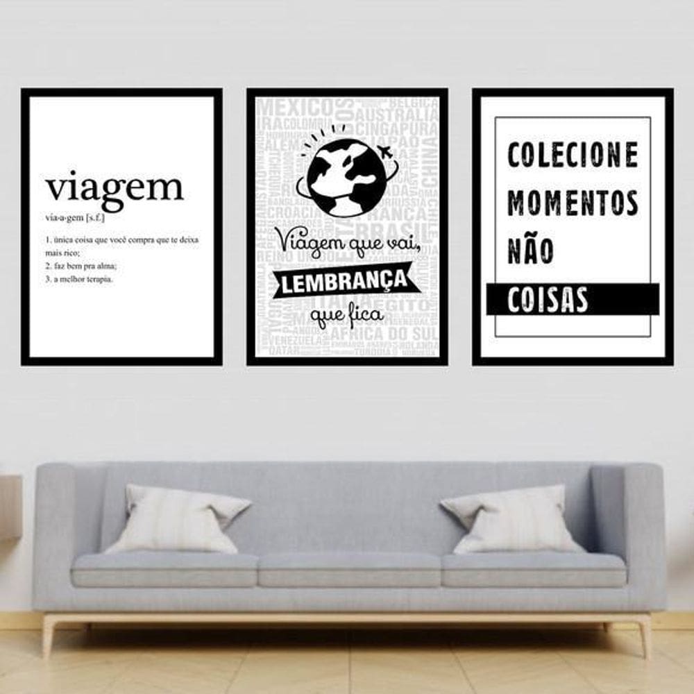 Kit 3 Quadros Decorativos Viagem Colecione Momentos