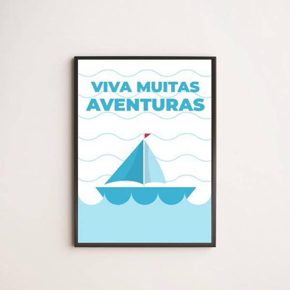 Quadro Decorativo Barquinho Viva Aventuras Moldura Preta