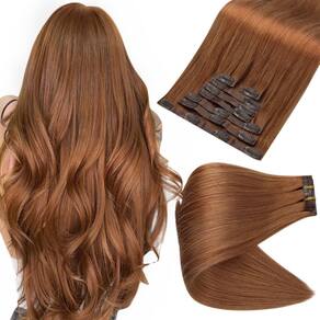 Extensões de cabelo Full Shine Copper Brown 30 cm 95 g 8 unidades