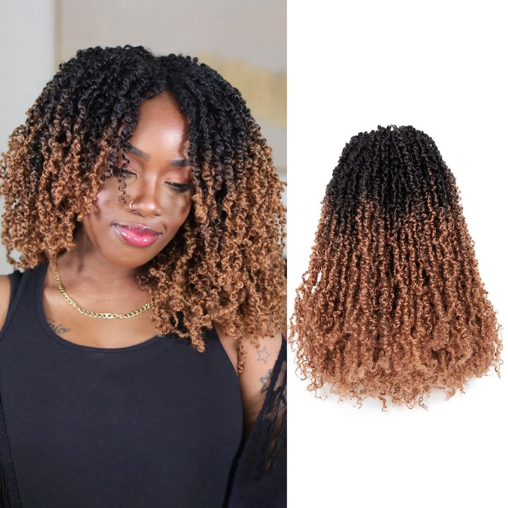 ToyoTress Yanky Twist para cabelo de crochê, 14 polegadas, 8 pacotes, marrom ombre