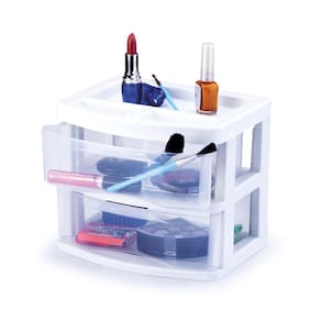 Gaveteiro Pequeno de Mesa com 02 Gavetas Transparente