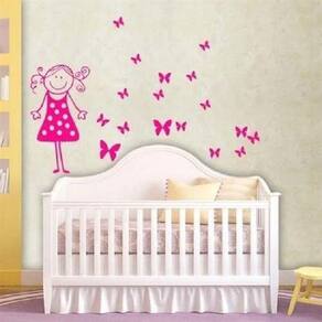 Adesivo De Parede Quarto De Menina Bonequinha Borboletas