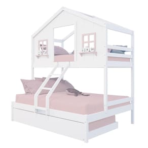 Treliche Casal/ Solteiro Casinha dos Sonhos Madeira Maciça Branco/ Rosa Housin