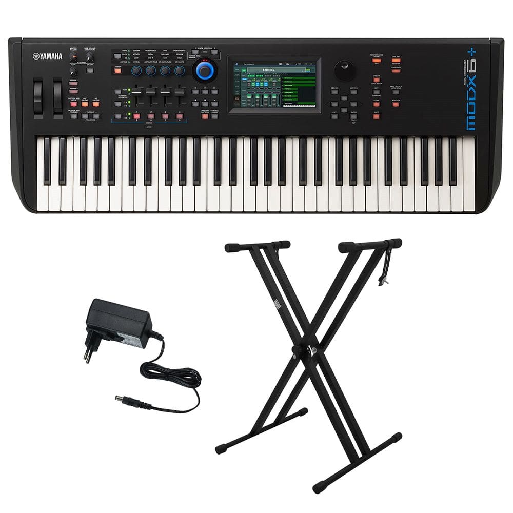 Kit Teclado Sintetizador 61 Teclas MODX6+ Plus Yamaha com Suporte em X