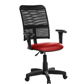 Cadeira De Escritório Giratória Tela Com Braço Rv:Vermelho