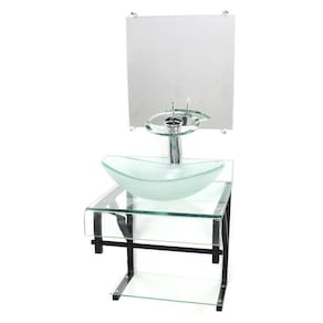 Gabinete Vidro 40Cm Banheiro Curvado Duplo Pp Cuba Oval