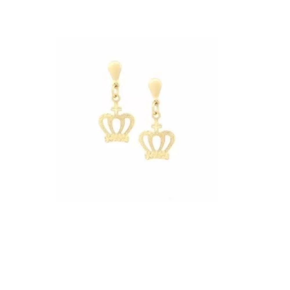 Brinco Coroa Delicado Folheado A Ouro 18k