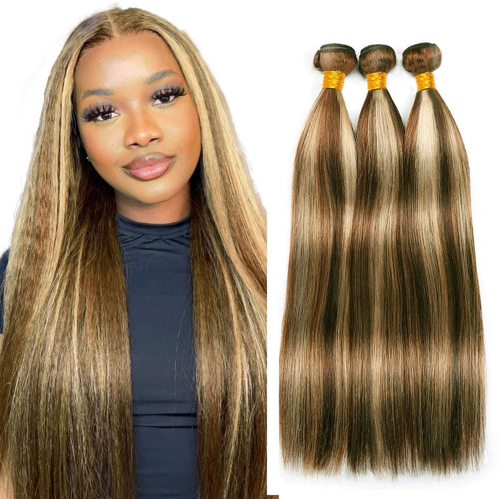 Pacotes de cabelo Necvdcvs P4/613 Highlight Brown Straight 50g