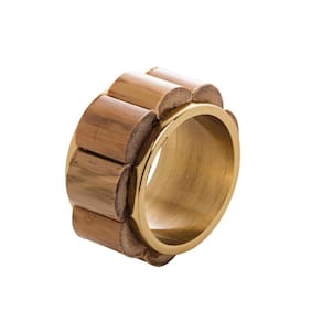 Kit 04 Anel De Guardanapo Royal Bambu Dourado