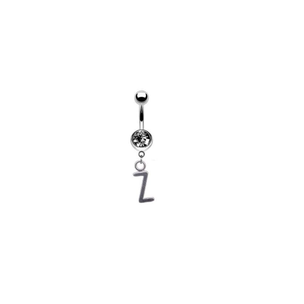 Piercing Umbigo Letra Inicial Nome Prateado
