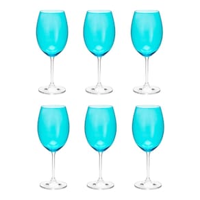 Cj 6 Taças de Cristal Para Água Colibri Turquesa 580ml Bohemia