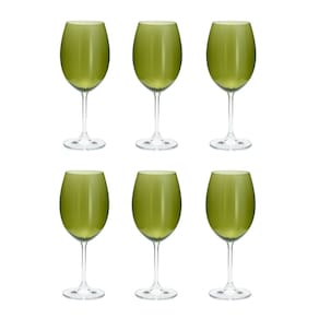 Cj 6 Taças de Cristal Para Água Colibri Greenery 580ml Bohemia