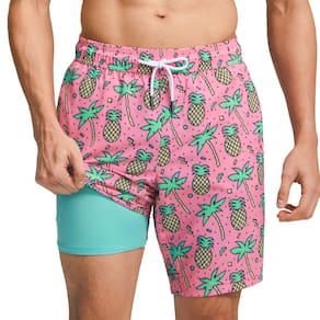 Calções de banho maggic masculinos com forro de compressão 23 cm rosa S