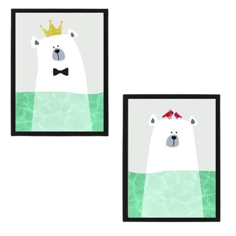 Quadros Decorativos Sea Bear Moldura Preta 24X18Cm 2 Peças