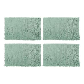 4 Tapete Bolinha Antiderrapante Macio De Banheiro Verde-Àgua