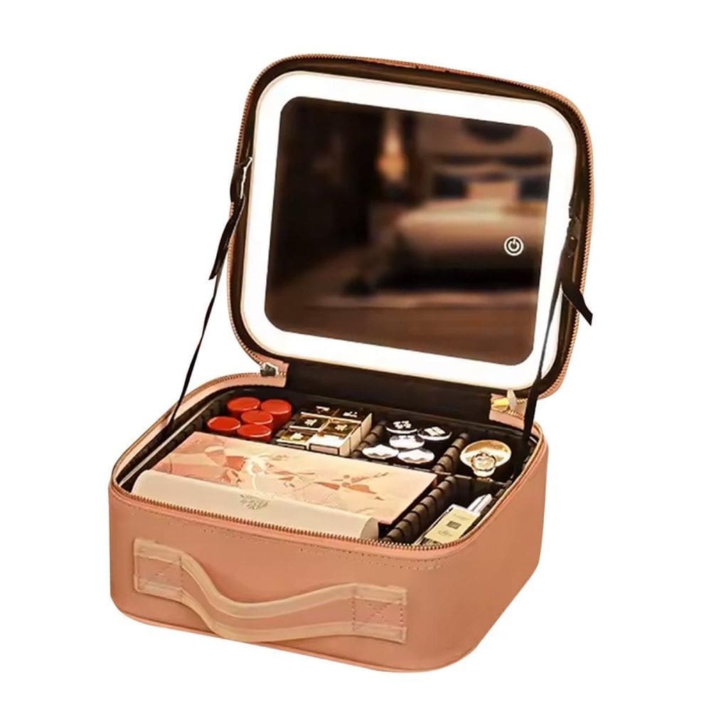 Bolsa Necessaire Cosméticos Com Espelho E Luz Viagem Unissex