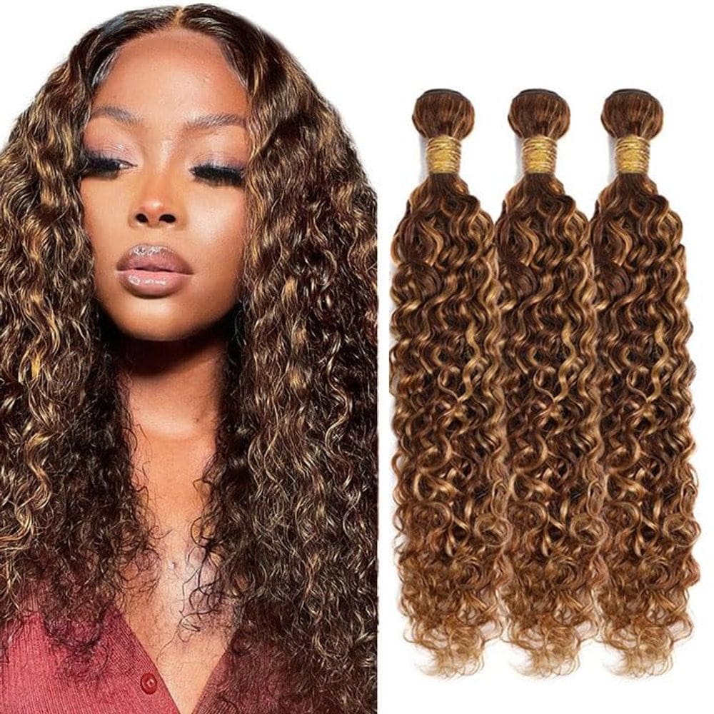 Pacotes de cabelo HRCeyocr P4/27 Blonde Water Wave 50g 50cm 55cm 60cm