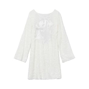 Minivestido HOCANDY Sparkly Sparkly Sequin, manga comprida, sem encosto, branco