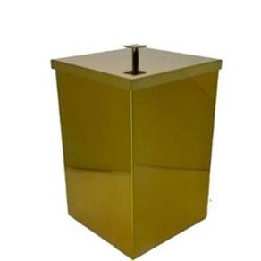 Lixeira Quadrada Aço Inox Dourado Brilho Fosco 7.8l