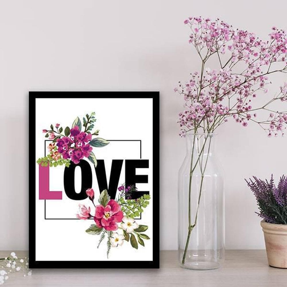 Quadro Decorativo Love Floral 34x23cm