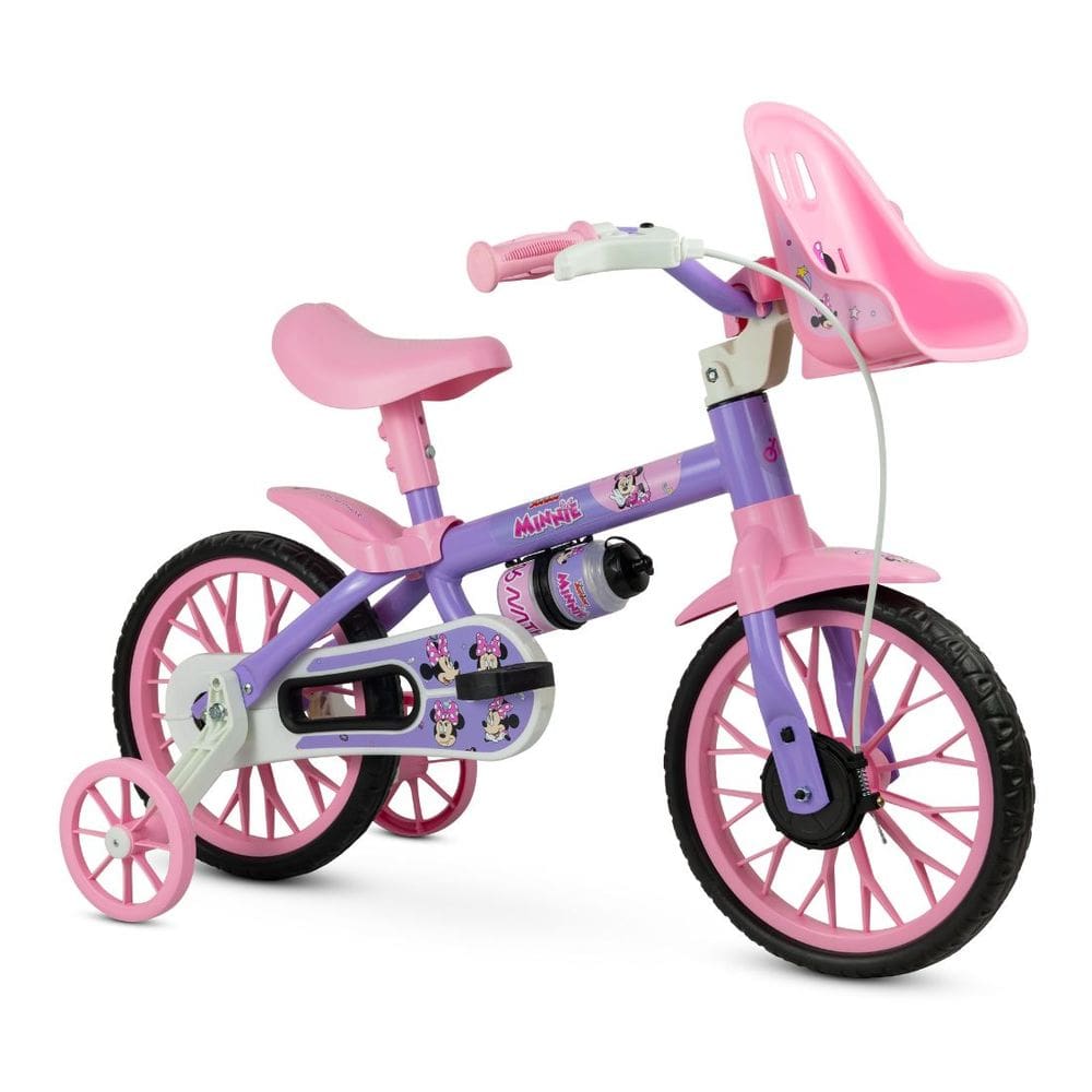 Bicicleta Infantil Menina Minnie Aro 12 Disney com Cestinha