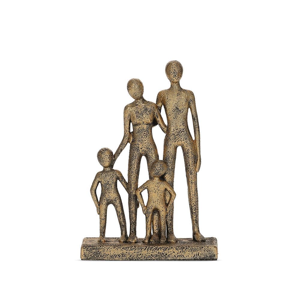 Escultura Decorativa Família em Poliresina Dourado 22cm 20124 Mart