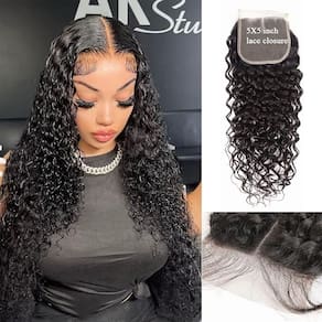 Fecho de renda MOMOSHERO Water Wave Brazilian Virgin Hair 16 polegadas