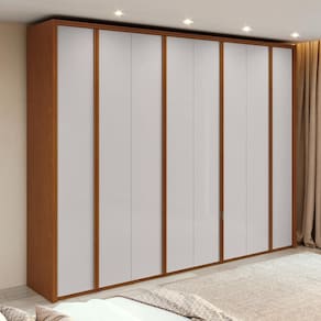 Guarda-Roupa Casal 100% MDF 8 Portas Easy Glow Frassino/Off White