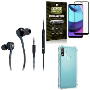 Kit Moto E20 Fone Extreme + Capa + Película 3D - Armyshield