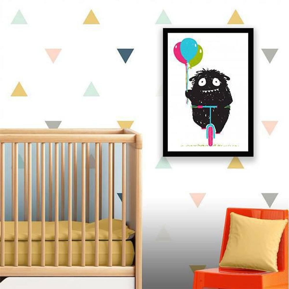 Quadro Decorativo Monstrinho Com Balão 34x23Cm