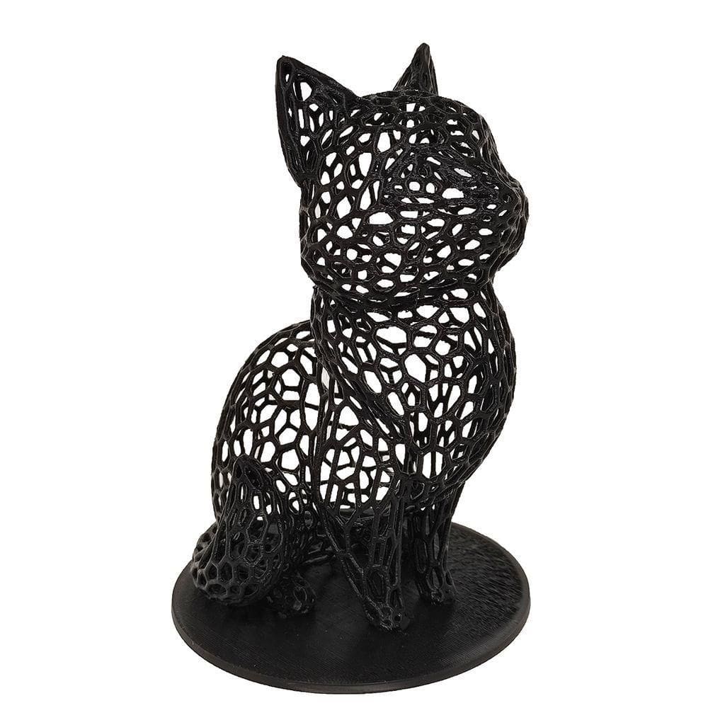 Gato Sentado 18 Cm Vazado 3d Enfeite Preto