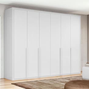 Guarda Roupa Casal Ambiente Imperatore 6 Portas com KIt Sapateira Branco Brilho - Lopas