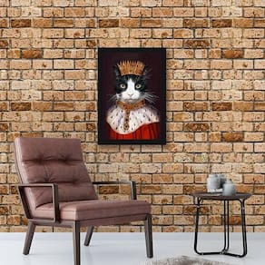 Quadro Decorativo Meu Gato Rei 45x34Cm Moldura Preta
