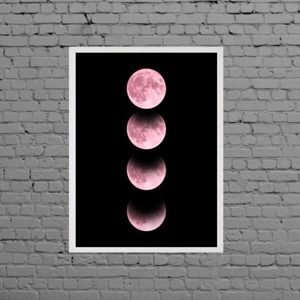 Quadro Fotografia Fases Da Lua Rosa 45X34Cm