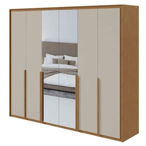 Guarda Roupa Casal Imperatore 6 Portas Amêndoa Clean Off White com Kit Sapateira e Espelho - Lopas