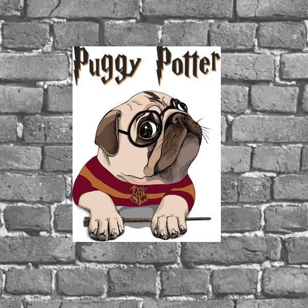 Placa Decorativa Pug Potter 18X27Cm