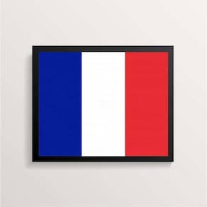 Quadro Decorativo Bandeira França 33X24Cm - Com Vidro