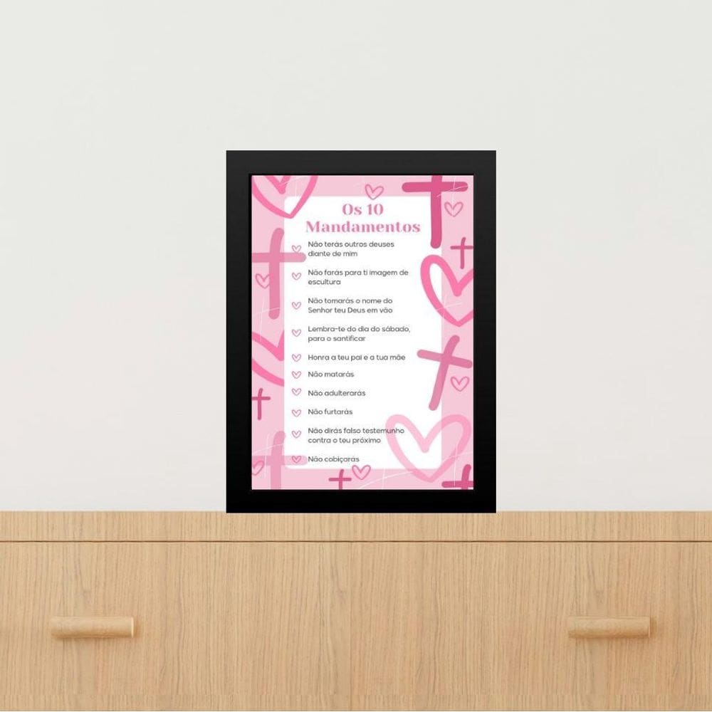 Quadro Decorativo Os 10 Mandamentos - Rosa 24X18Cm - Vidro