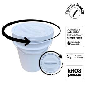 Balde Para Depilação 20 L E Tampa Rosca - Kit 8 Pçs