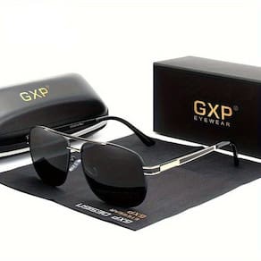 Óculos Piloto Armação De Alumínio Com Lentes Uv Preto