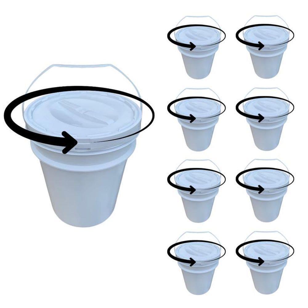 Balde Para Pintar 20 Litros Tampa Rosca - Kit 8 Pçs