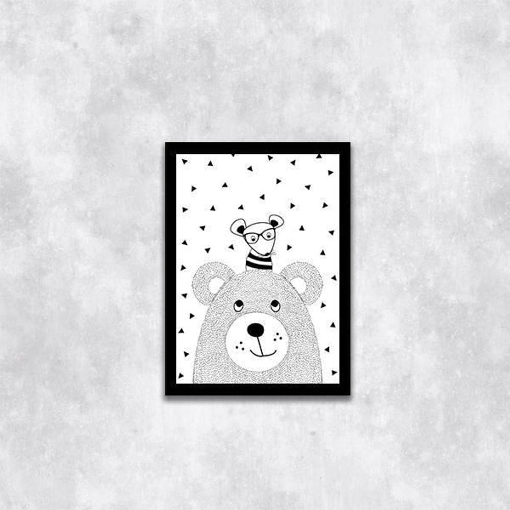 Quadro Ilustração Infantil Bichinhos Escandinavos 24X18Cm