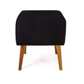 Puf Puff Quadrado Marrocos Suede Preto Pés Palito Castanho