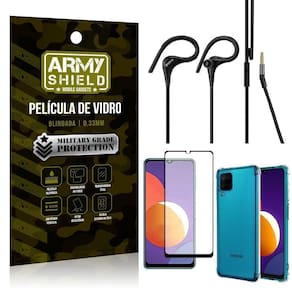 Capinha Samsung M12 + Fone Sport Hs92 + Pelicula 3D