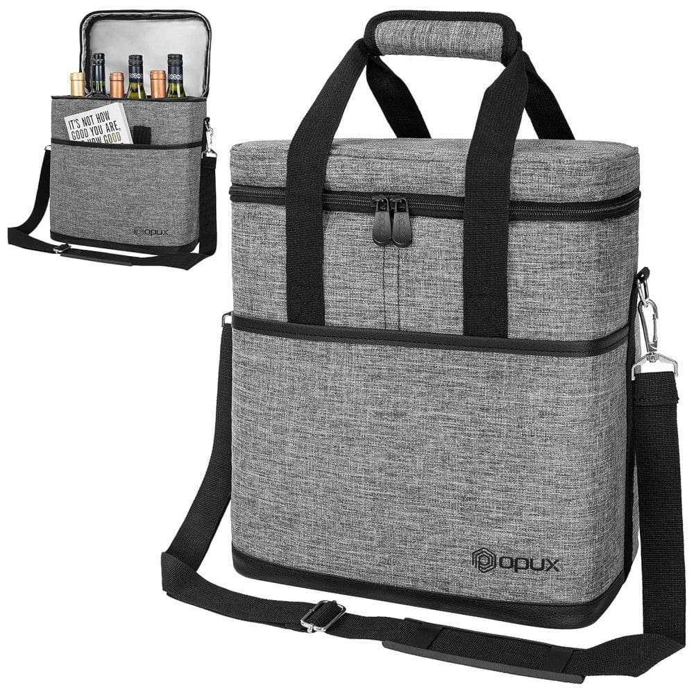 Bolsa Térmica Para Transporte de Vinhos até 6 Garrafas, OPUX, Cinza