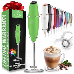 Mixer Espumador de Leite á Bateria, Aço Inoxidável, ZULAY KITCHEN Classic Milk Boss Frother, Verde