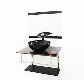 Gabinete De Vidro 60Cm Iq Inox Com Cuba Redonda - Imperador
